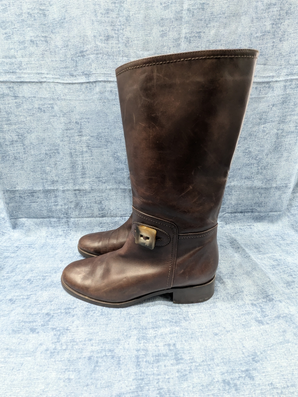 Bruno Magli Leather Riding Boots Knee Brown 39.5 EU Equestrian Quiet Luxury